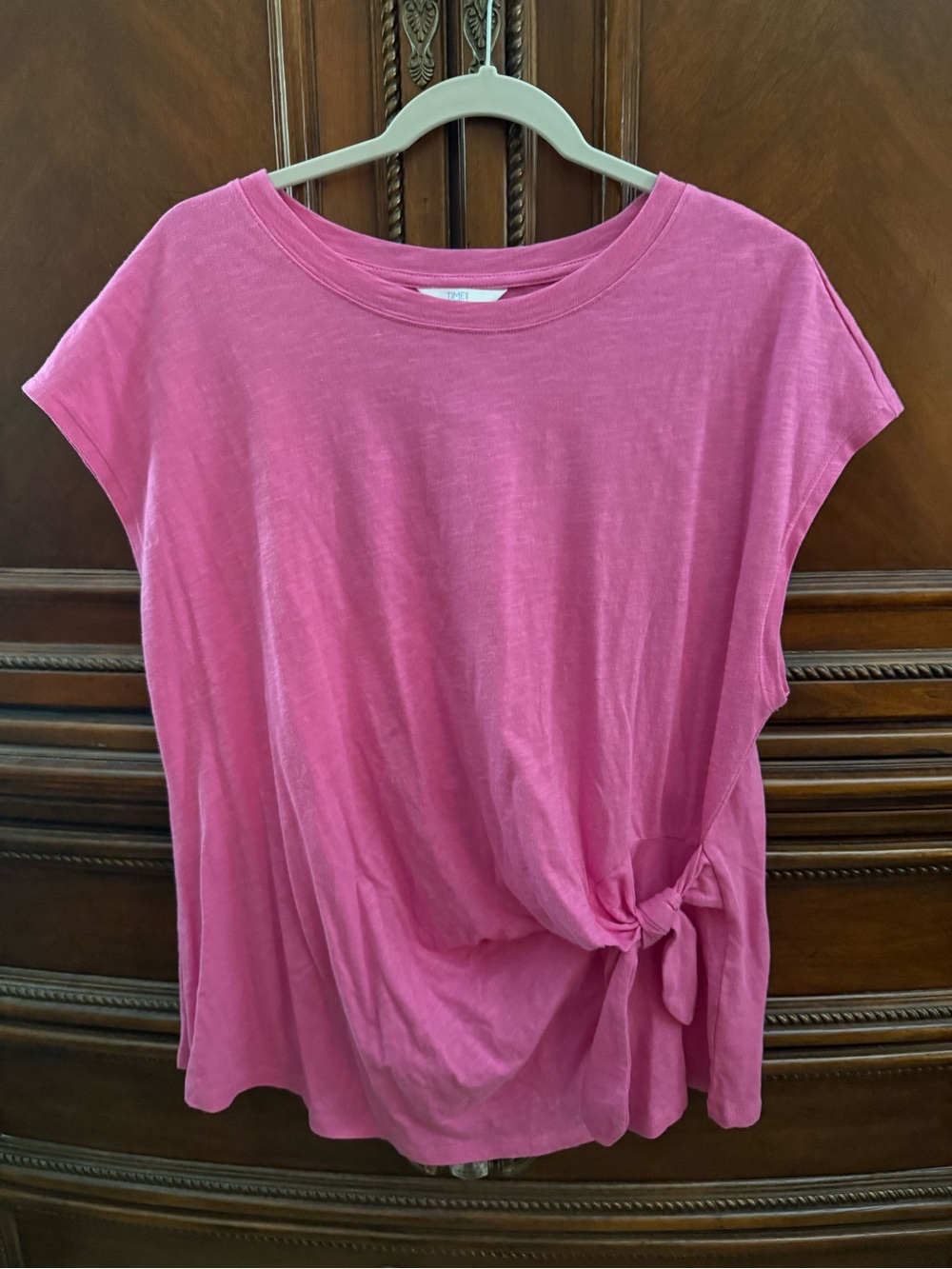 Time and Tru Pink Side-Tie Short Sleeve Tee - XL